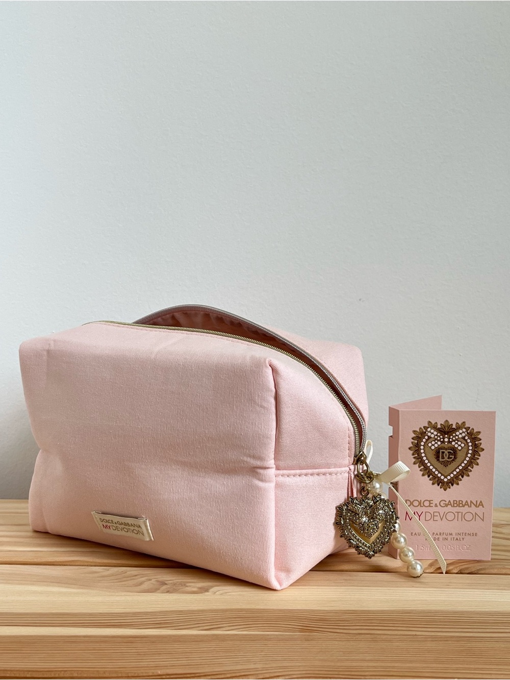Dolce & Gabbana Pink Cosmetic Pouch with Heart Charm